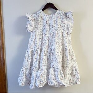 Olivaceous White Floral Mini Babydoll Dress Size Small Ruffle Cap Sleeves